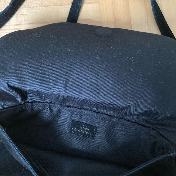 Urban Outfitters double pouch black suede cross body bag / purse - Picture 11 of 16